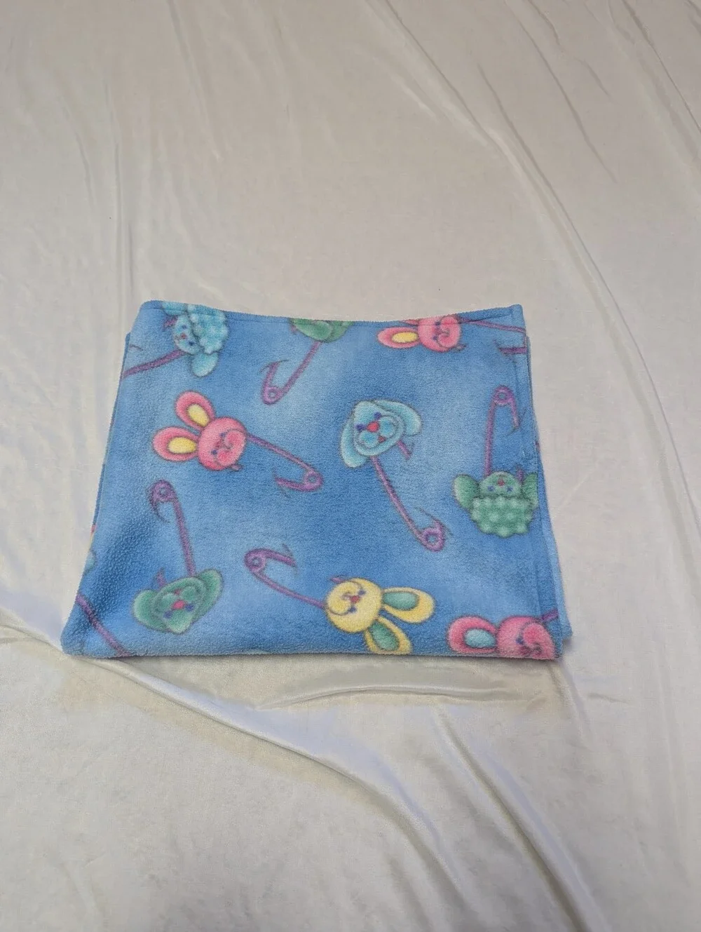 Handmade Fleece Bunny Bear Sheep Dog Safety Pin Baby Blanket 33